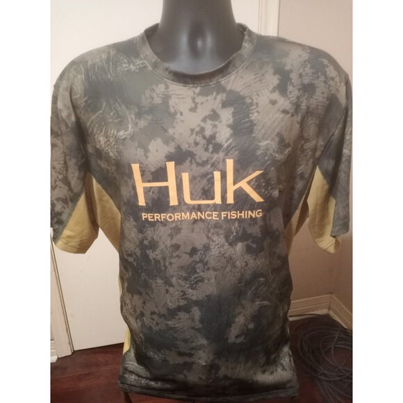 Huk Other - Huk Fishing T-Shirt Mens Large L Brown Camo Performance Short Sleeve UPF Stretch
